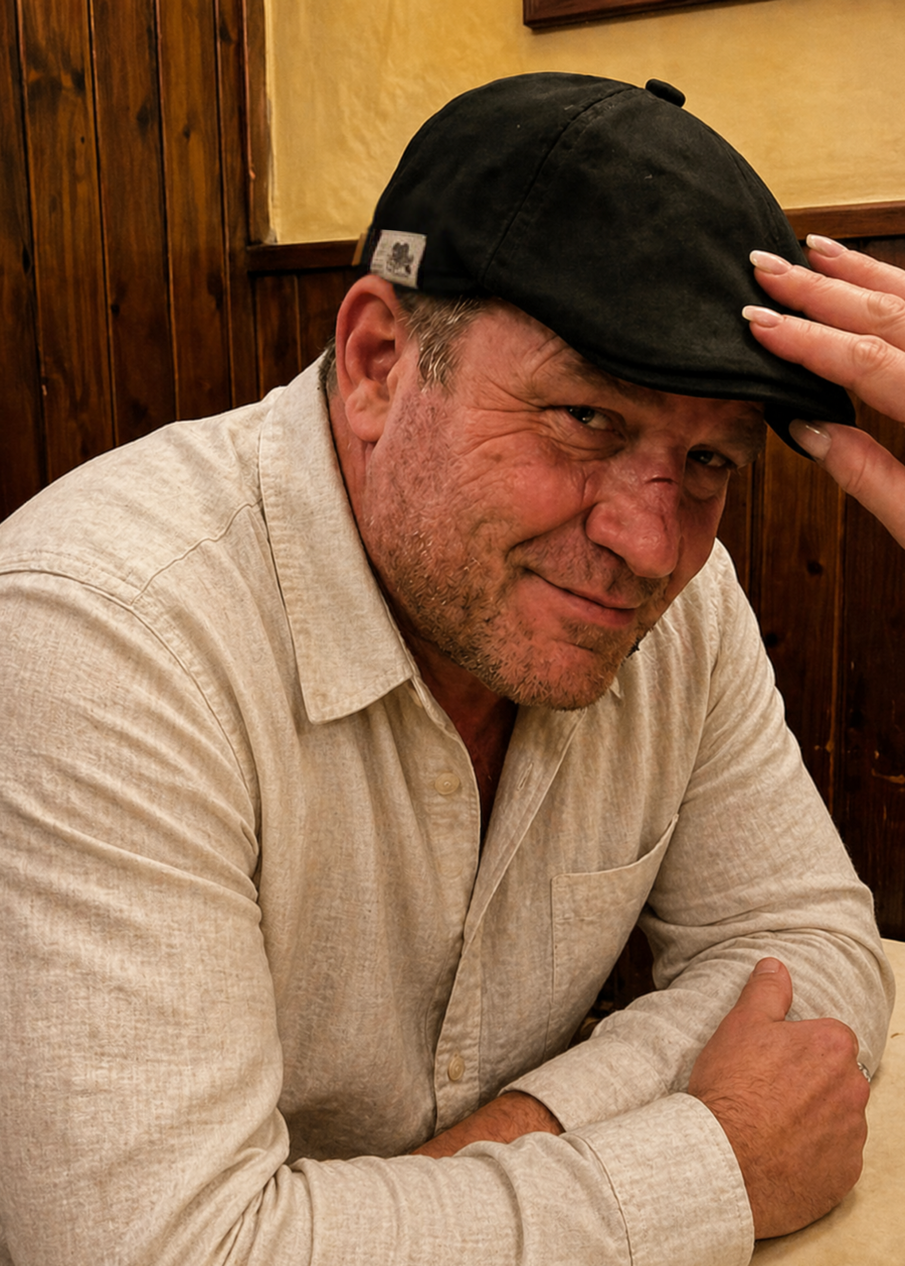 Customer wearing Summer Flat Cap- Low Profile