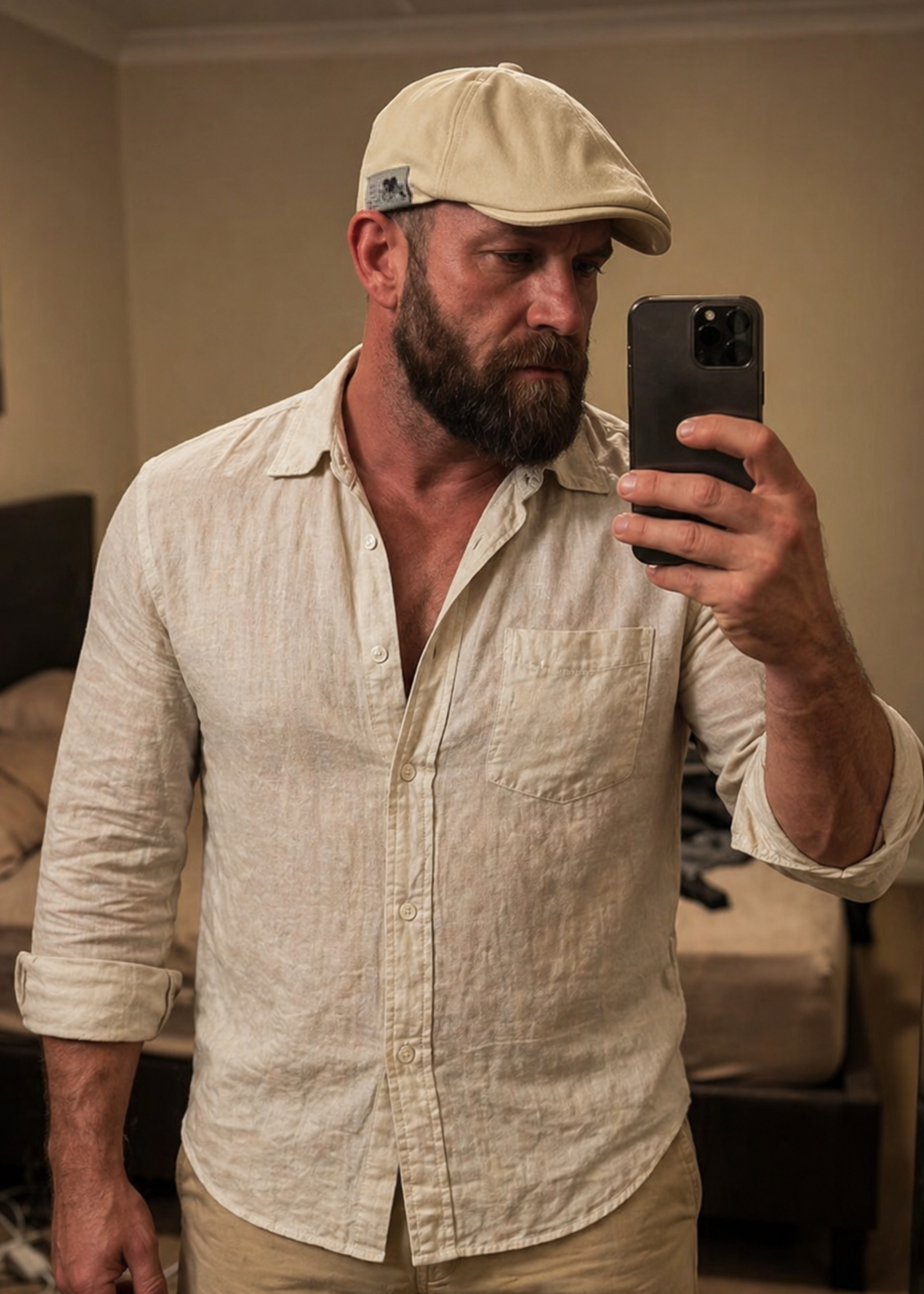 Customer wearing Summer Flat Cap- Low Profile